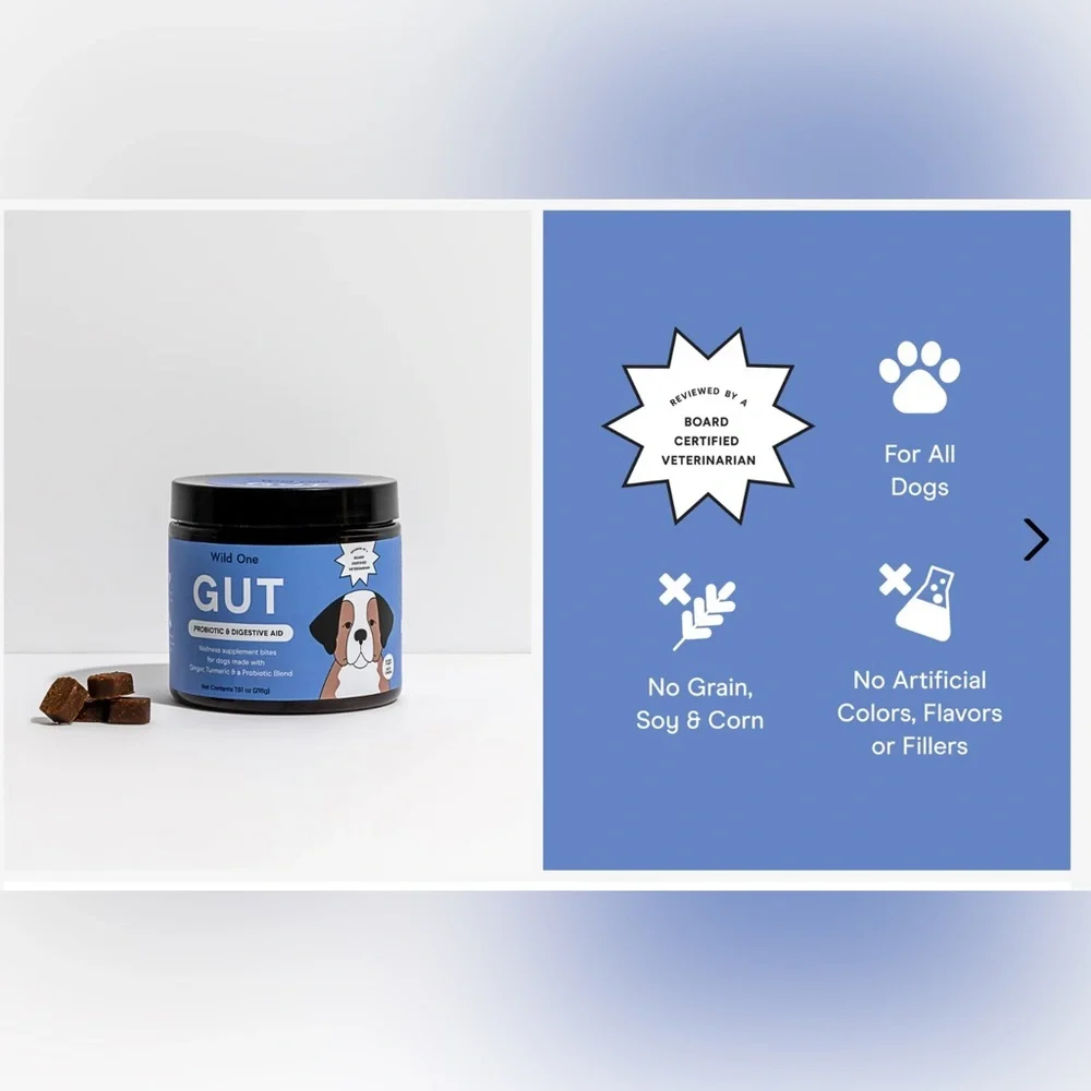 Wild One Gut Probiotic and Digestive Chew for Dogs NEW Sealed - Picture 1 of 4